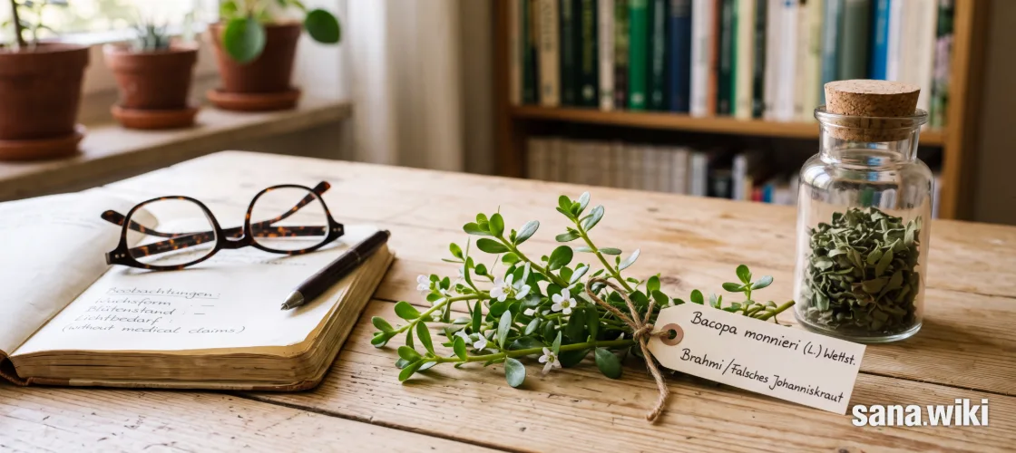 Brahmi wird im Ayurveda traditionell mit geistigen Fähigkeiten verbunden; in diesem Beitrag ist damit ausdrücklich Bacopa monnieri gemeint. Klinische Studien zu definierten Extrakten liefern nach mehrwöchiger Einnahme nur begrenzte Signale für einzelne Gedächtnis- und Aufmerksamkeitstests, nicht aber einen verlässlichen Lern- oder Leistungsbooster.