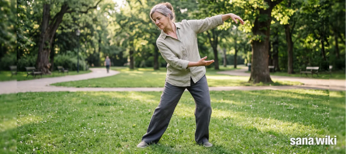 Die Acht Brokate brauchen weder Geräte noch sportliche Vorerfahrung. Die langsame Folge bietet einen Einstieg in Qigong: Entscheidend ist nicht, möglichst weit zu greifen, sondern ruhig und ohne Beschwerden in Bewegung zu bleiben.